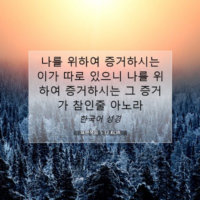 Picture 07 - 요한복음 5:32 KOR - 나를 위하여 증거하시는 이가 따로 - Bible Verse Picture