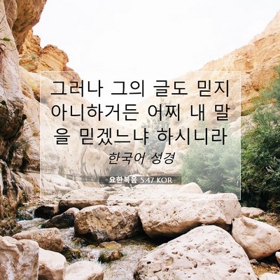 Picture 07 - 요한복음 5:47 KOR - 그러나 그의 글도 믿지 아니하거든 - Bible Verse Picture