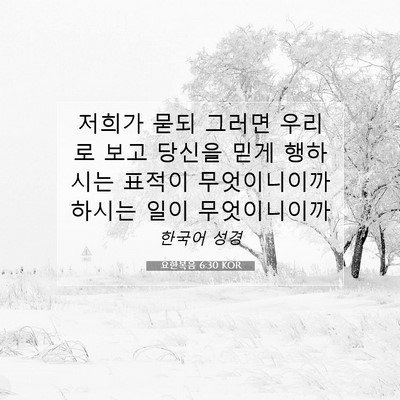 Picture 07 - 요한복음 6:30 KOR - 저희가 묻되 그러면 우리로 보고 - Bible Verse Picture