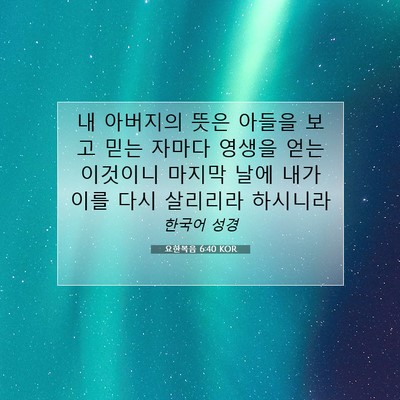 Picture 07 - 요한복음 6:40 KOR - 내 아버지의 뜻은 아들을 보고 믿는 - Bible Verse Picture