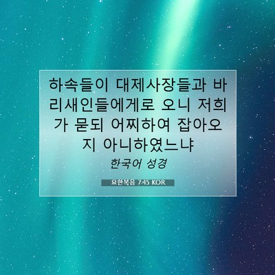 Picture 07 - 요한복음 7:45 KOR - 하속들이 대제사장들과 - Bible Verse Picture