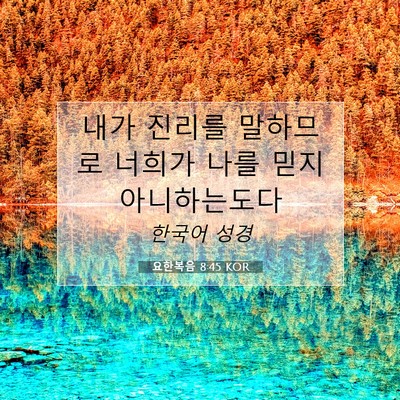 Picture 07 - 요한복음 8:45 KOR - 내가 진리를 말하므로 너희가 나를 - Bible Verse Picture