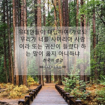 Picture 07 - 요한복음 8:48 KOR - 유대인들이 대답하여 가로되 우리가 - Bible Verse Picture