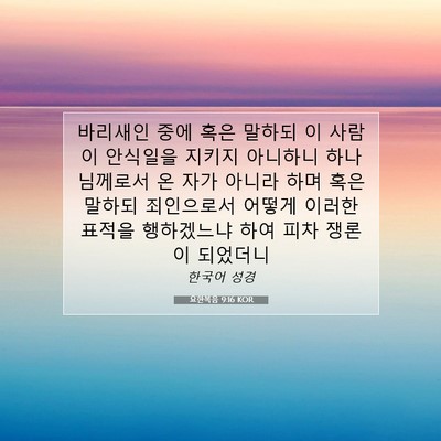 Picture 07 - 요한복음 9:16 KOR - 바리새인 중에 혹은 말하되 이 - Bible Verse Picture