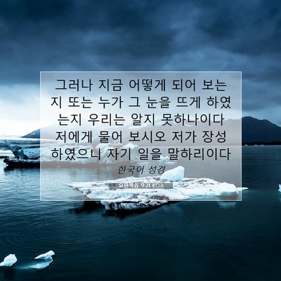 Picture 07 - 요한복음 9:21 KOR - 그러나 지금 어떻게 되어 보는지 - Bible Verse Picture