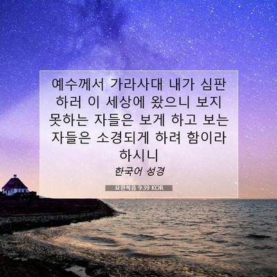 Picture 07 - 요한복음 9:39 KOR - 예수께서 가라사대 내가 심판하러 이 - Bible Verse Picture