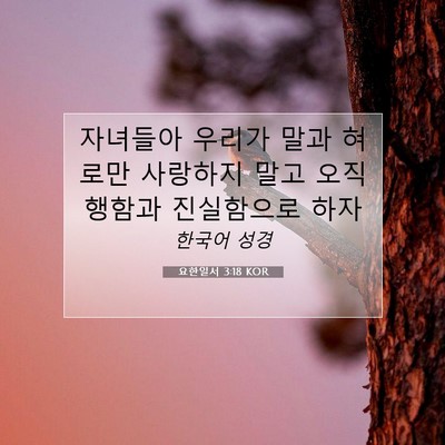 Picture 07 - 요한일서 3:18 KOR - 자녀들아 우리가 말과 혀로만 - Bible Verse Picture