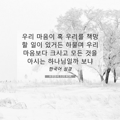 Picture 07 - 요한일서 3:20 KOR - 우리 마음이 혹 우리를 책망할 일이 - Bible Verse Picture