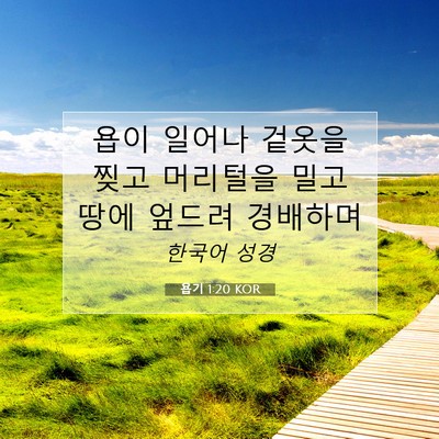 Picture 07 - 욥기 1:20 KOR - 욥이 일어나 겉옷을 찢고 머리털을 - Bible Verse Picture