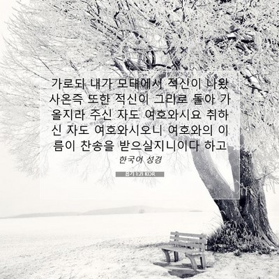 Picture 07 - 욥기 1:21 KOR - 가로되 내가 모태에서 적신이 - Bible Verse Picture