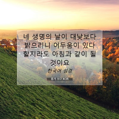 Picture 07 - 욥기 11:17 KOR - 네 생명의 날이 대낮보다 밝으리니 - Bible Verse Picture