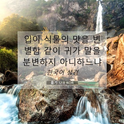 Picture 07 - 욥기 12:11 KOR - 입이 식물의 맛을 변별함 같이 귀가 - Bible Verse Picture