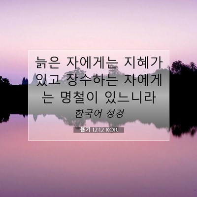 Picture 07 - 욥기 12:12 KOR - 늙은 자에게는 지혜가 있고 장수하는 - Bible Verse Picture