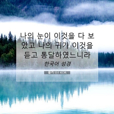 Picture 07 - 욥기 13:1 KOR - 나의 눈이 이것을 다 보았고 나의 - Bible Verse Picture