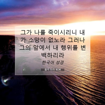 Picture 07 - 욥기 13:15 KOR - 그가 나를 죽이시리니 내가 소망이 - Bible Verse Picture
