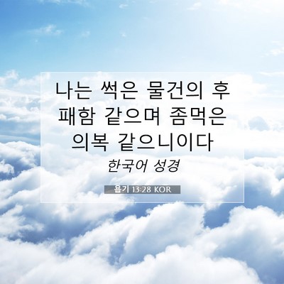 Picture 07 - 욥기 13:28 KOR - 나는 썩은 물건의 후패함 같으며 - Bible Verse Picture