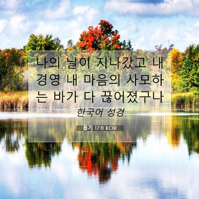 Picture 07 - 욥기 17:11 KOR - 나의 날이 지나갔고 내 경영 내 - Bible Verse Picture