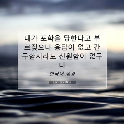 Picture 07 - 욥기 19:7 KOR - 내가 포학을 당한다고 부르짖으나 - Bible Verse Picture