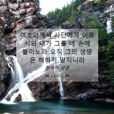 Picture 07 - 욥기 2:6 KOR - 여호와께서 사단에게 이르시되 내가 - Bible Verse Picture