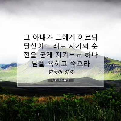 Picture 07 - 욥기 2:9 KOR - 그 아내가 그에게 이르되 당신이 - Bible Verse Picture