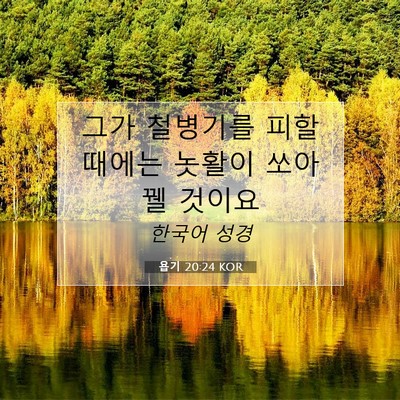 Picture 07 - 욥기 20:24 KOR - 그가 철병기를 피할 때에는 놋활이 - Bible Verse Picture