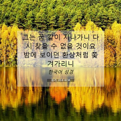 Picture 07 - 욥기 20:8 KOR - 그는 꿈 같이 지나가니 다시 찾을 수 - Bible Verse Picture