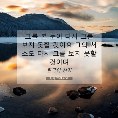 Picture 07 - 욥기 20:9 KOR - 그를 본 눈이 다시 그를 보지 못할 - Bible Verse Picture
