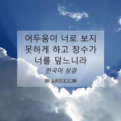 Picture 07 - 욥기 22:11 KOR - 어두움이 너로 보지 못하게 하고 - Bible Verse Picture