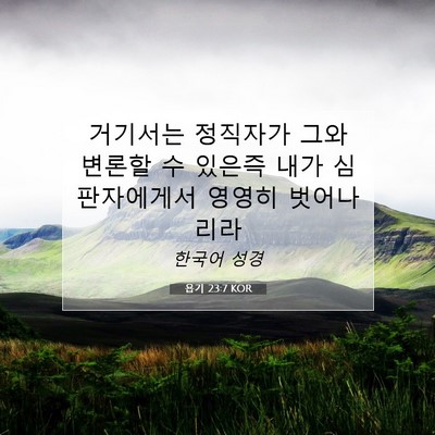 Picture 07 - 욥기 23:7 KOR - 거기서는 정직자가 그와 변론할 수 - Bible Verse Picture