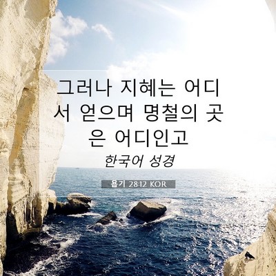 Picture 07 - 욥기 28:12 KOR - 그러나 지혜는 어디서 얻으며 명철의 - Bible Verse Picture