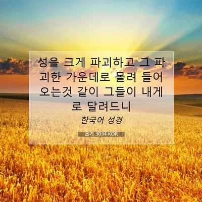 Picture 07 - 욥기 30:14 KOR - 성을 크게 파괴하고 그 파괴한 - Bible Verse Picture