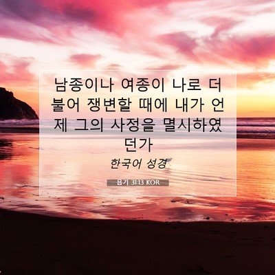 Picture 07 - 욥기 31:13 KOR - 남종이나 여종이 나로 더불어 쟁변할 - Bible Verse Picture