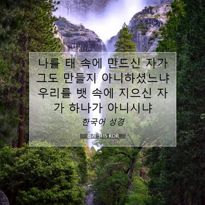 Picture 07 - 욥기 31:15 KOR - 나를 태 속에 만드신 자가 그도 - Bible Verse Picture
