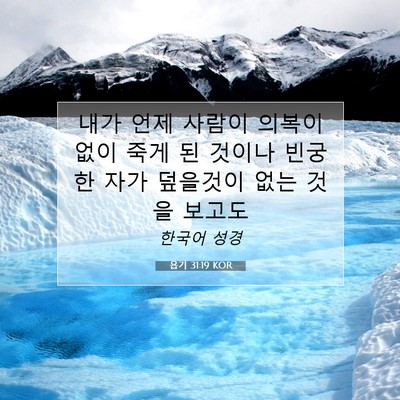 Picture 07 - 욥기 31:19 KOR - 내가 언제 사람이 의복이 없이 죽게 - Bible Verse Picture
