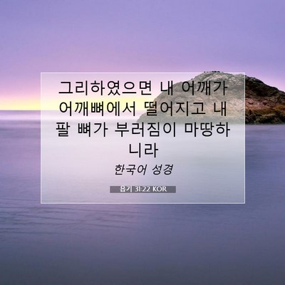 Picture 07 - 욥기 31:22 KOR - 그리하였으면 내 어깨가 어깨뼈에서 - Bible Verse Picture