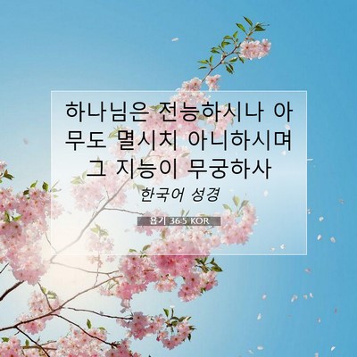 Picture 07 - 욥기 36:5 KOR - 하나님은 전능하시나 아무도 멸시치 - Bible Verse Picture
