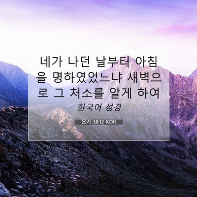 Picture 07 - 욥기 38:12 KOR - 네가 나던 날부터 아침을 - Bible Verse Picture