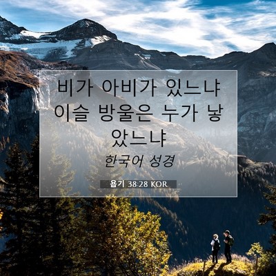 Picture 07 - 욥기 38:28 KOR - 비가 아비가 있느냐 이슬 방울은 - Bible Verse Picture