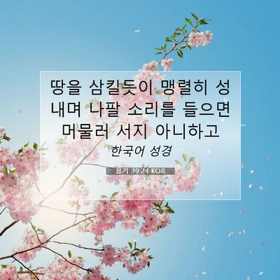 Picture 07 - 욥기 39:24 KOR - 땅을 삼킬듯이 맹렬히 성내며 나팔 - Bible Verse Picture