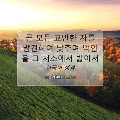 Picture 07 - 욥기 40:12 KOR - 곧 모든 교만한 자를 발견하여 - Bible Verse Picture