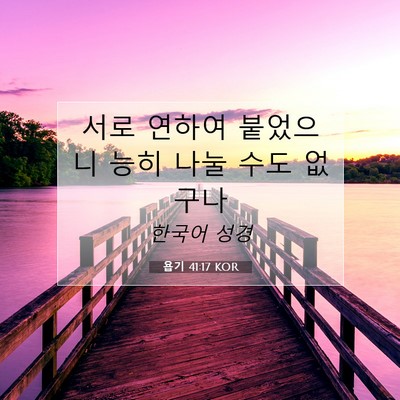 Picture 07 - 욥기 41:17 KOR - 서로 연하여 붙었으니 능히 나눌 - Bible Verse Picture