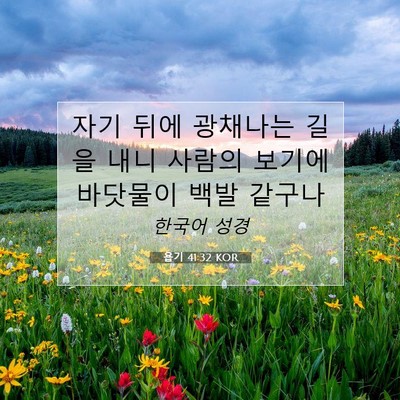 Picture 07 - 욥기 41:32 KOR - 자기 뒤에 광채나는 길을 내니 - Bible Verse Picture