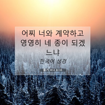 Picture 07 - 욥기 41:4 KOR - 어찌 너와 계약하고 영영히 네 종이 - Bible Verse Picture
