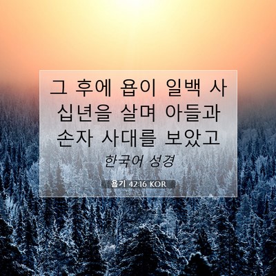 Picture 07 - 욥기 42:16 KOR - 그 후에 욥이 일백 사십년을 살며 - Bible Verse Picture