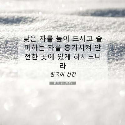 Picture 07 - 욥기 5:11 KOR - 낮은 자를 높이 드시고 슬퍼하는 - Bible Verse Picture