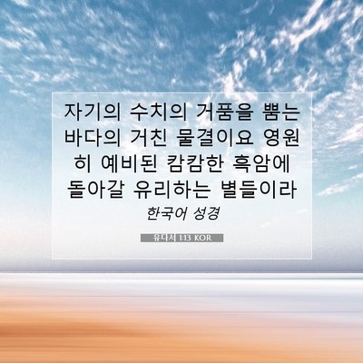 Picture 07 - 유다서 1:13 KOR - 자기의 수치의 거품을 뿜는 바다의 - Bible Verse Picture