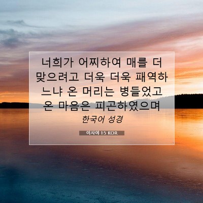 Picture 07 - 이사야 1:5 KOR - 너희가 어찌하여 매를 더 맞으려고 - Bible Verse Picture