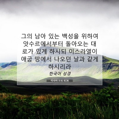 Picture 07 - 이사야 11:16 KOR - 그의 남아 있는 백성을 위하여 - Bible Verse Picture
