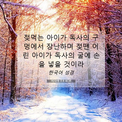 Picture 07 - 이사야 11:8 KOR - 젖먹는 아이가 독사의 구멍에서 - Bible Verse Picture