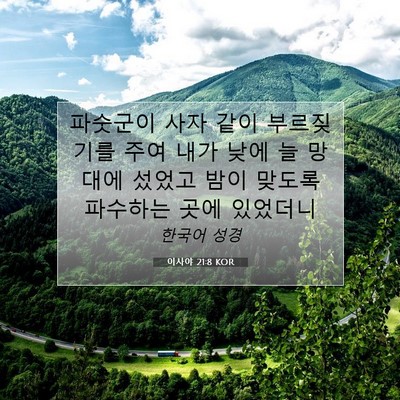 Picture 07 - 이사야 21:8 KOR - 파숫군이 사자 같이 부르짖기를 주여 - Bible Verse Picture